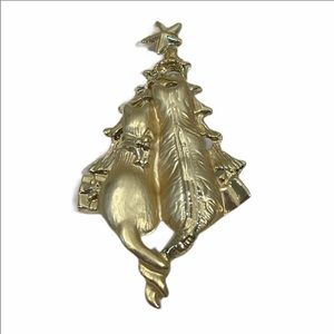 Vintage AJC Brooch Pin Cat Cats Kitties Holiday